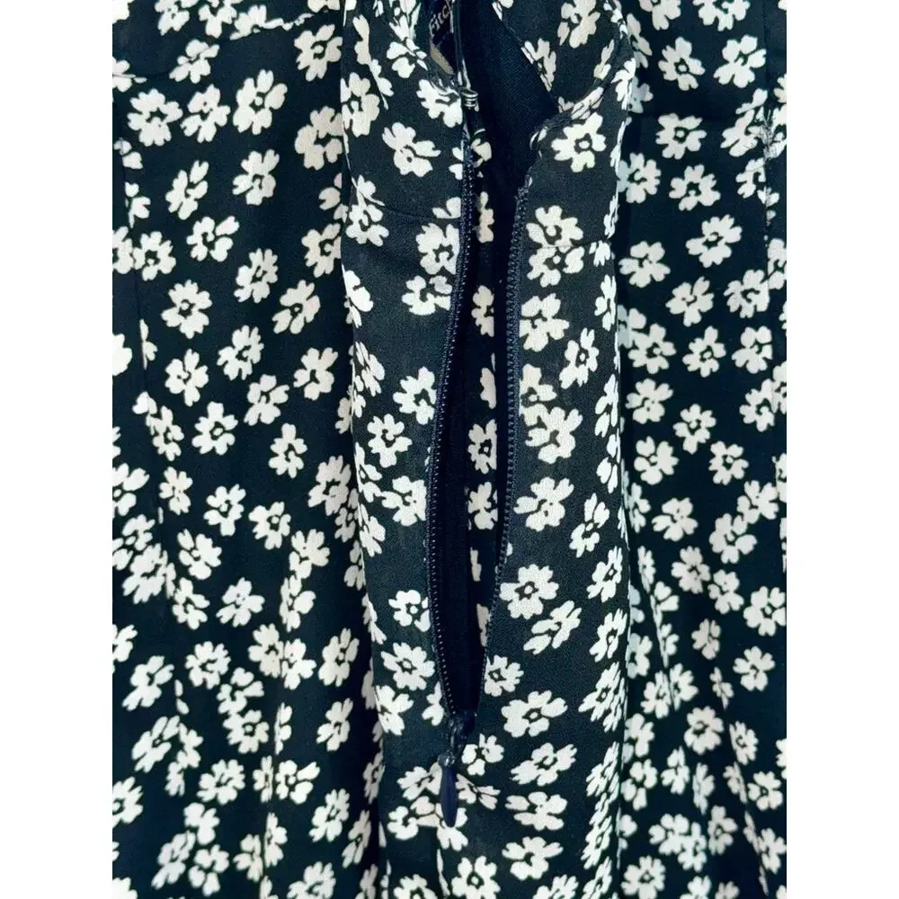 Abercrombie & Fitch Black White Floral Sleeveless Side Slit Maxi Dress Womens S